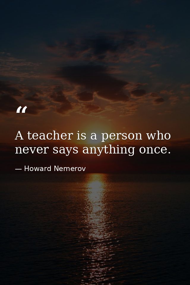 A teacher is a person who never says anything once. — Howard Nemerov