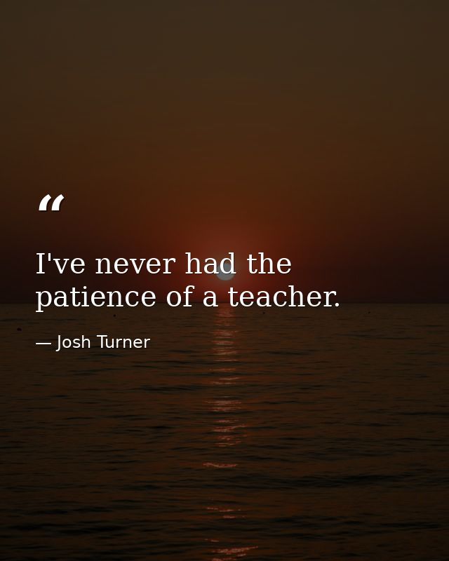 I've never had the patience of a teacher. — Josh Turner