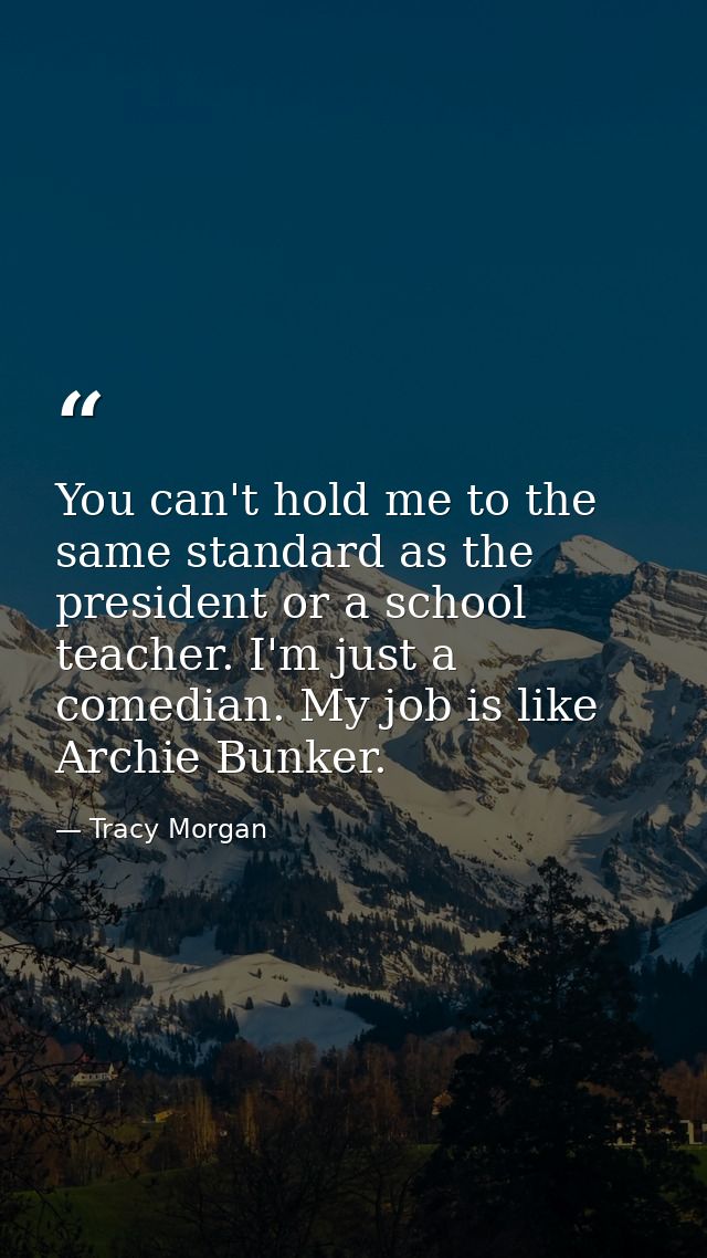 You can't hold me to the same standard as the president or a school teacher. I'm just a comedian. My job is like Archie  — Tracy Morgan