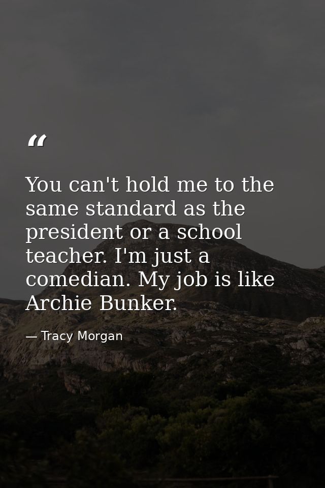 You can't hold me to the same standard as the president or a school teacher. I'm just a comedian. My job is like Archie  — Tracy Morgan
