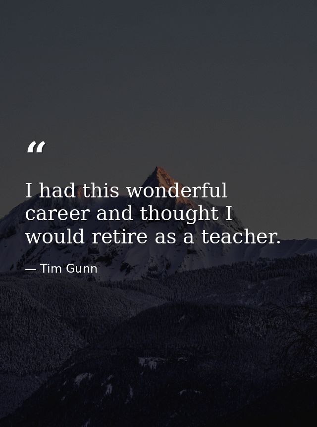 I had this wonderful career and thought I would retire as a teacher. — Tim Gunn