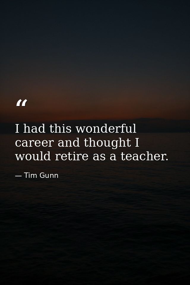 I had this wonderful career and thought I would retire as a teacher. — Tim Gunn