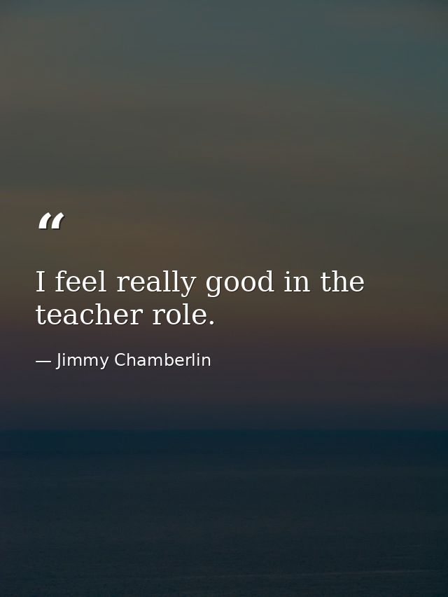 I feel really good in the teacher role. — Jimmy Chamberlin