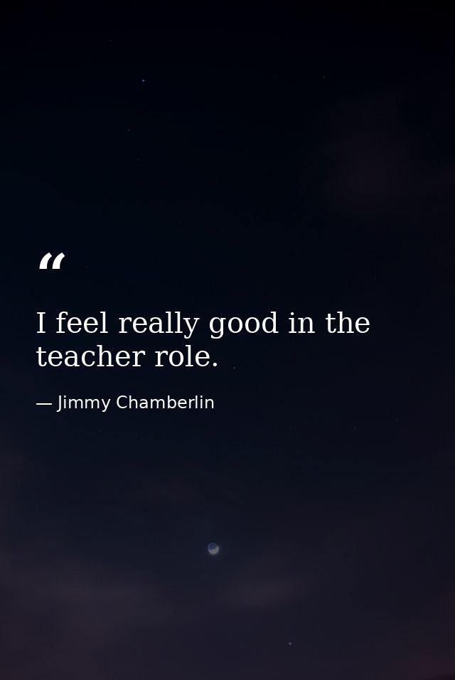 I feel really good in the teacher role. — Jimmy Chamberlin