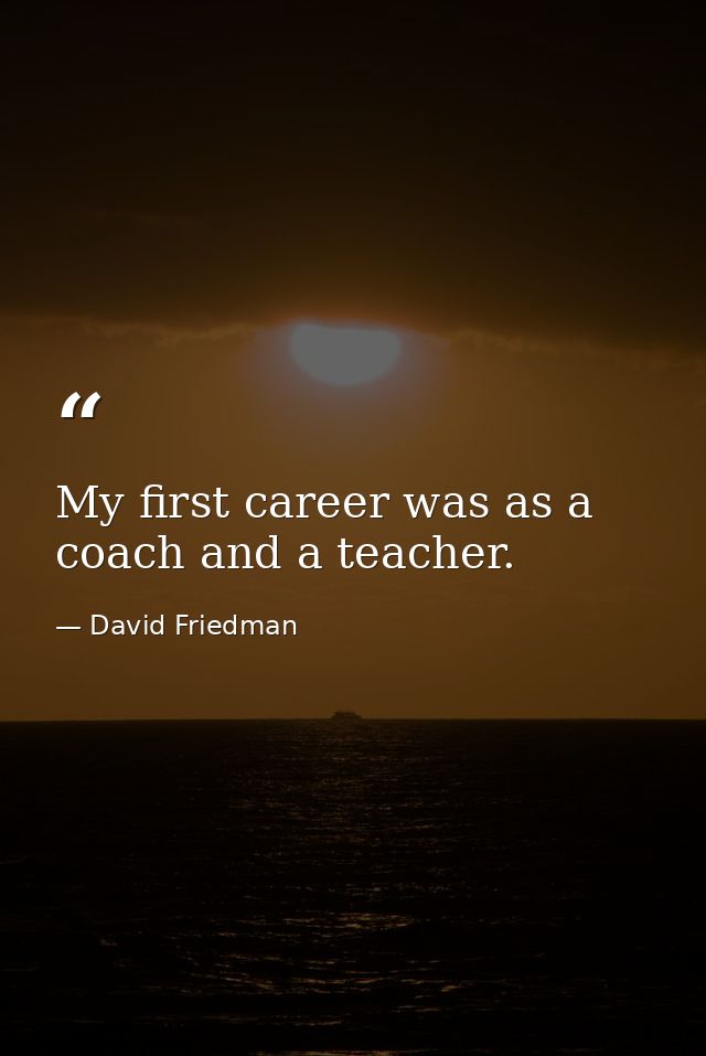 My first career was as a coach and a teacher. — David Friedman
