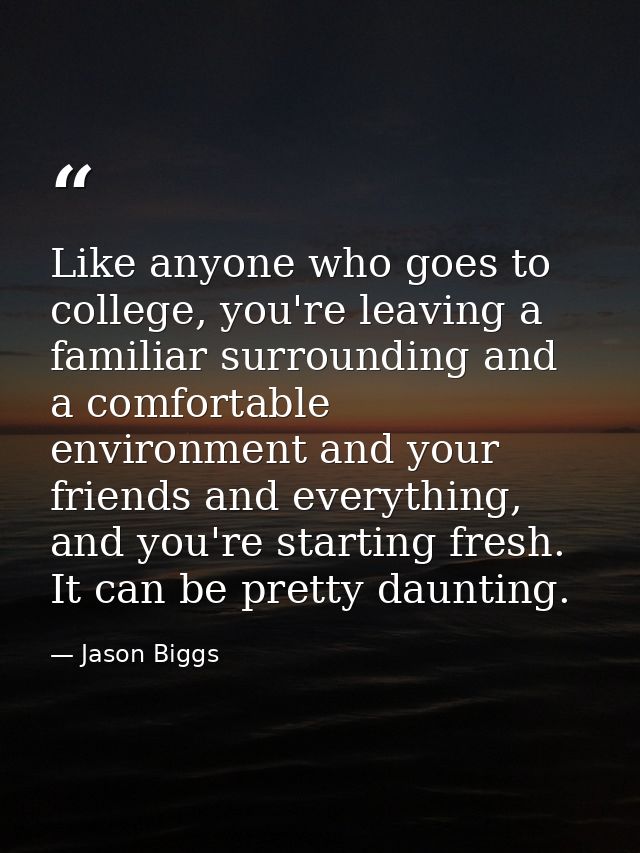 Like anyone who goes to college, you're leaving a familiar surrounding and a comfortable environment and your friends an — Jason Biggs