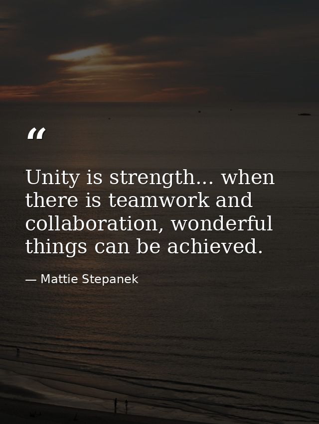 Unity is strength... when there is teamwork and collaboration, wonderful things can be achieved. — Mattie Stepanek