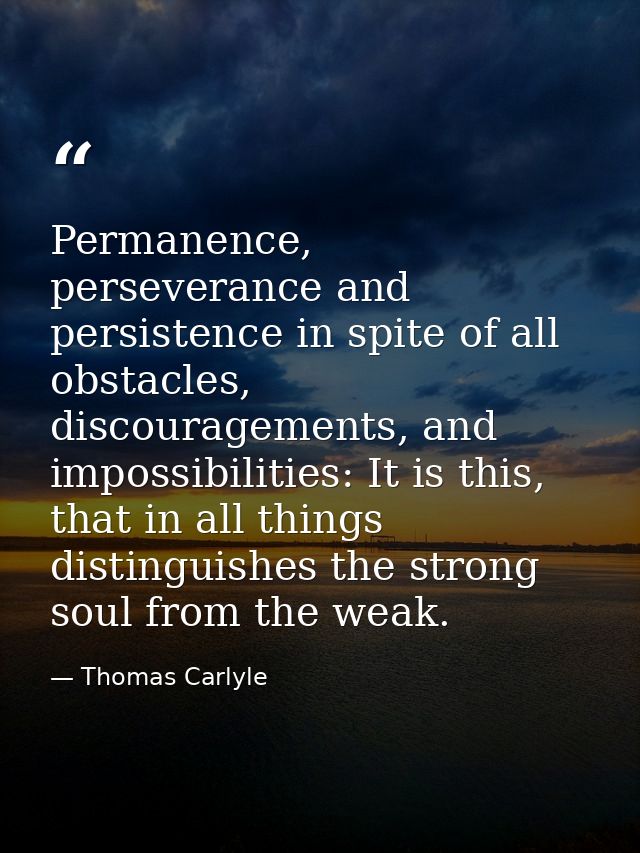 Permanence, perseverance and persistence in spite of all obstacles, discouragements, and impossibilities: It is this, th — Thomas Carlyle