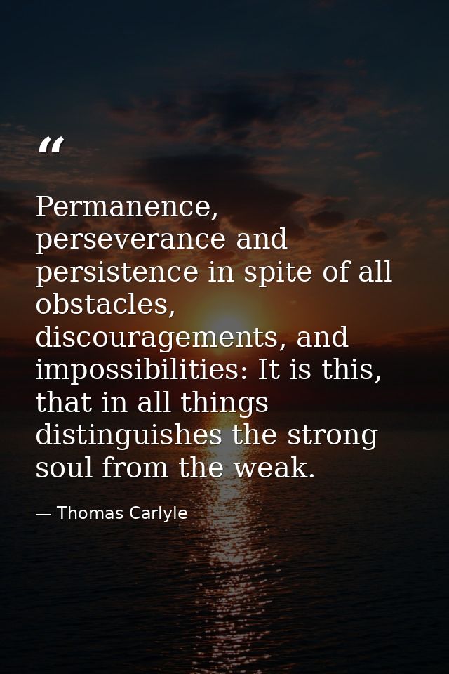 Permanence, perseverance and persistence in spite of all obstacles, discouragements, and impossibilities: It is this, th — Thomas Carlyle