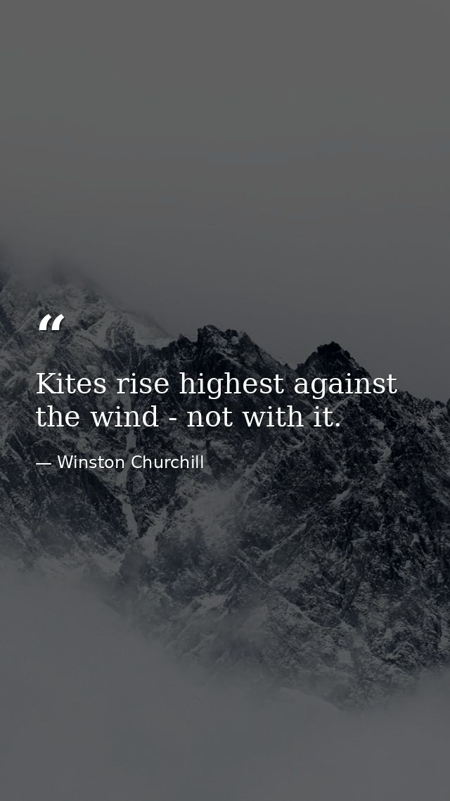 Kites rise highest against the wind - not with it. — Winston Churchill