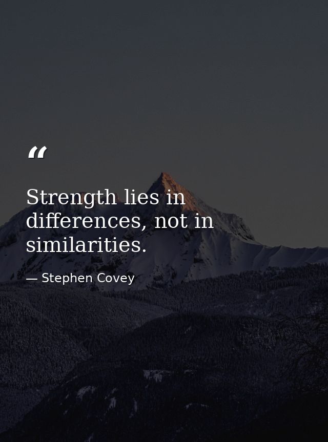 Strength lies in differences, not in similarities. — Stephen Covey