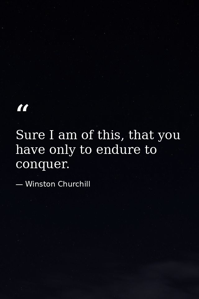 Sure I am of this, that you have only to endure to conquer. — Winston Churchill
