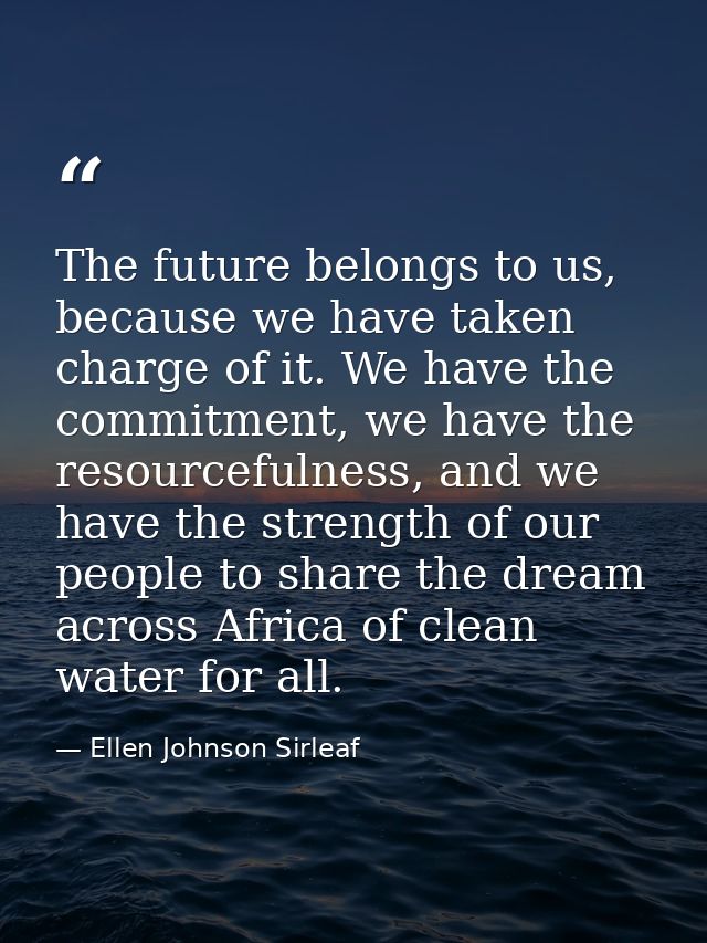 The future belongs to us, because we have taken charge of it. We have the commitment, we have the resourcefulness, and w — Ellen Johnson Sirleaf