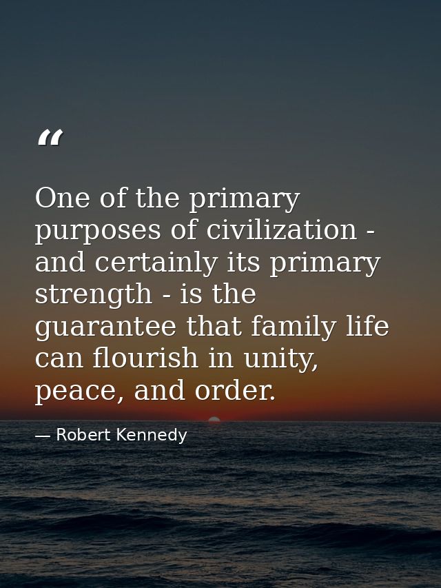 One of the primary purposes of civilization - and certainly its primary strength - is the guarantee that family life can — Robert Kennedy