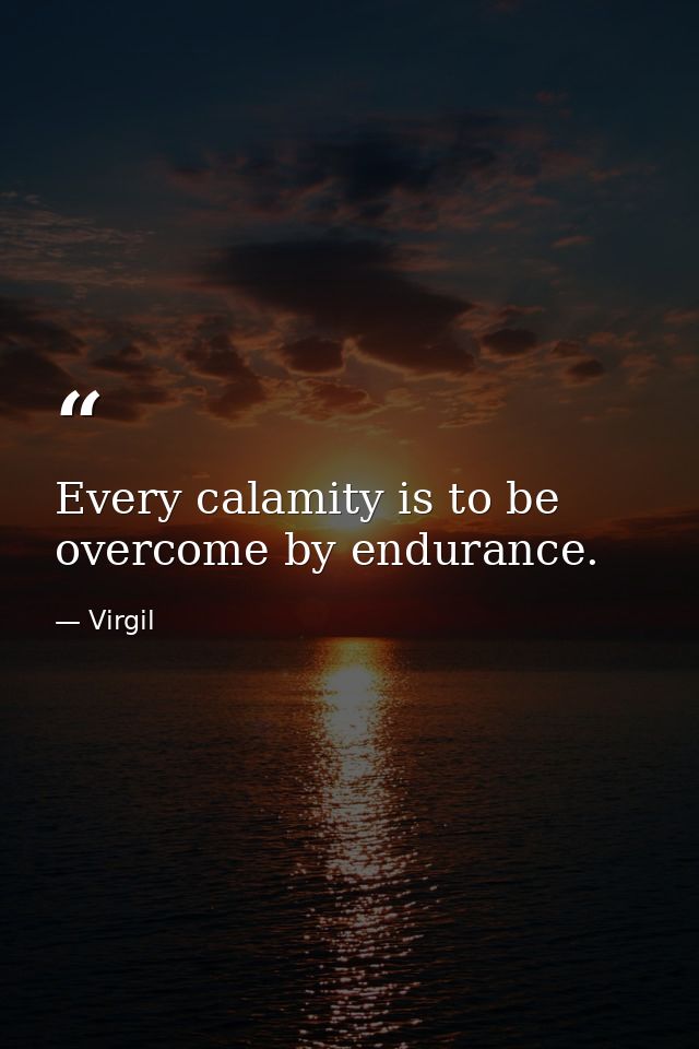 Every calamity is to be overcome by endurance. — Virgil