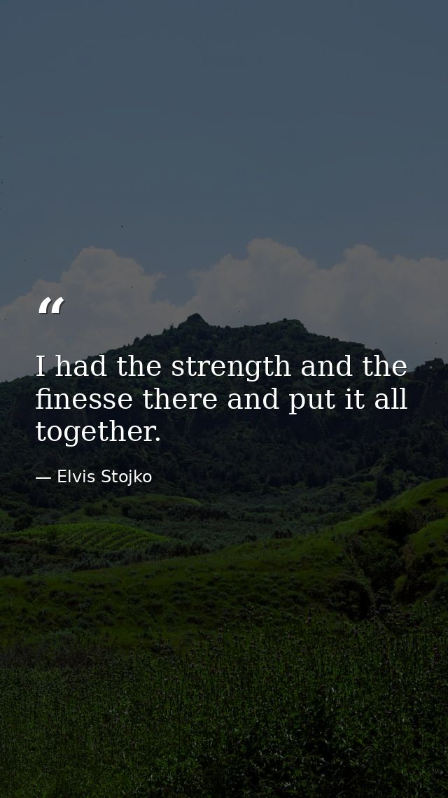 I had the strength and the finesse there and put it all together. — Elvis Stojko