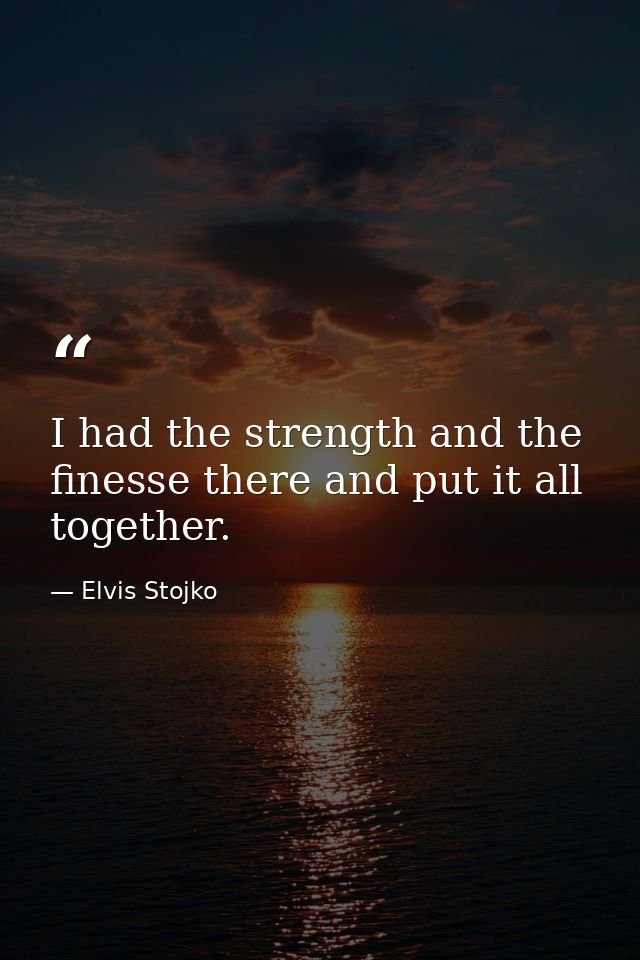 I had the strength and the finesse there and put it all together. — Elvis Stojko