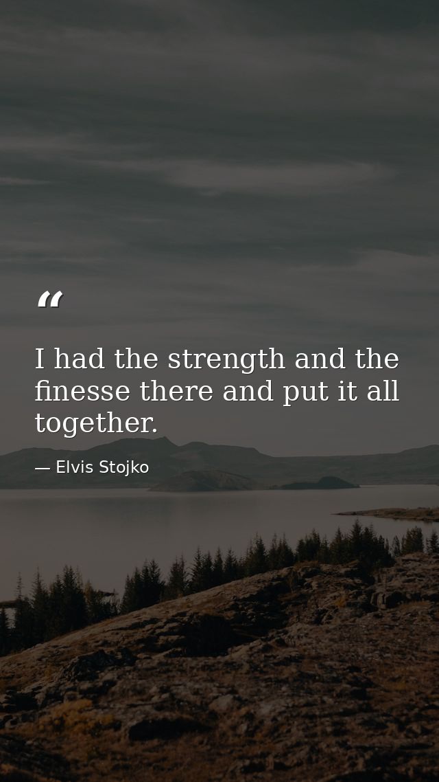 I had the strength and the finesse there and put it all together. — Elvis Stojko