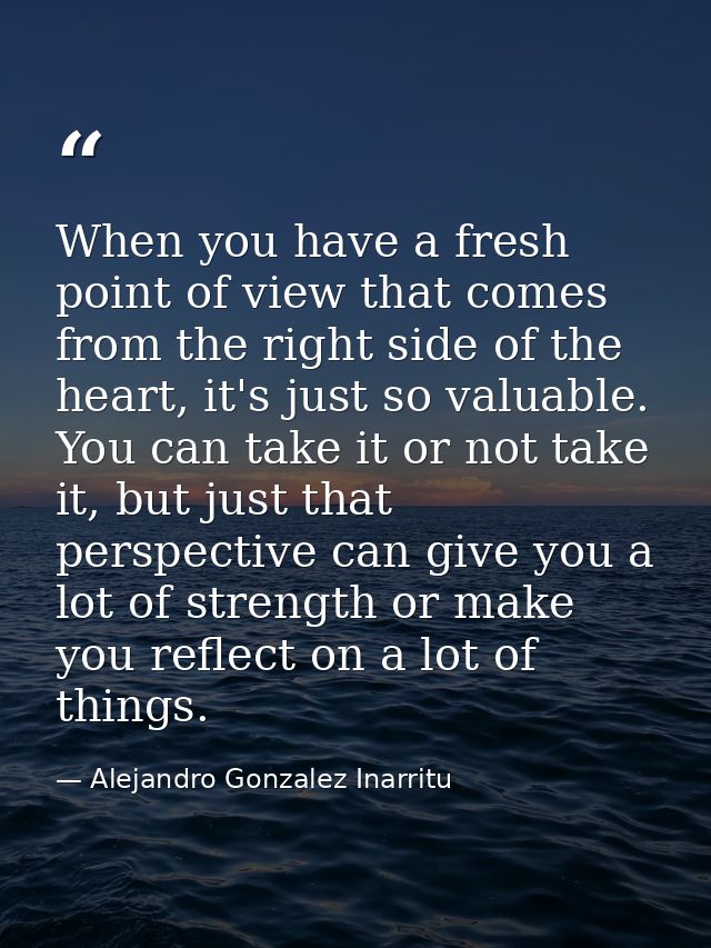 When you have a fresh point of view that comes from the right side of the heart, it's just so valuable. You can take it  — Alejandro Gonzalez Inarritu