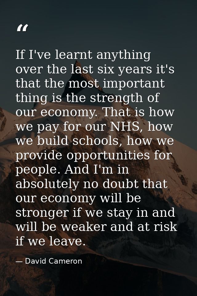 If I've learnt anything over the last six years it's that the most important thing is the strength of our economy. That  — David Cameron
