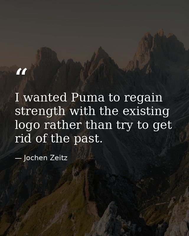 I wanted Puma to regain strength with the existing logo rather than try to get rid of the past. — Jochen Zeitz