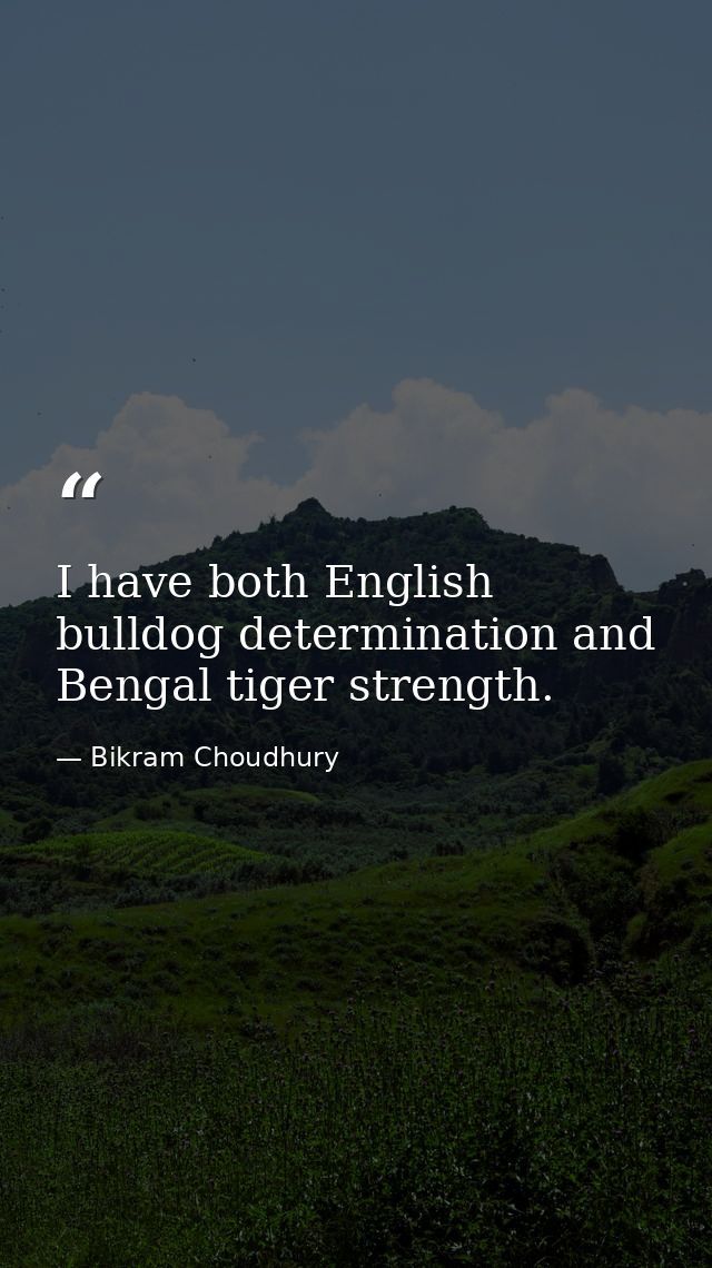 I have both English bulldog determination and Bengal tiger strength. — Bikram Choudhury