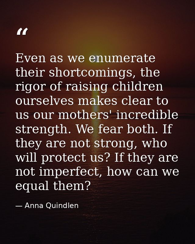 Even as we enumerate their shortcomings, the rigor of raising children ourselves makes clear to us our mothers' incredib — Anna Quindlen