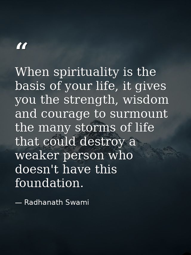 When spirituality is the basis of your life, it gives you the strength, wisdom and courage to surmount the many storms o — Radhanath Swami