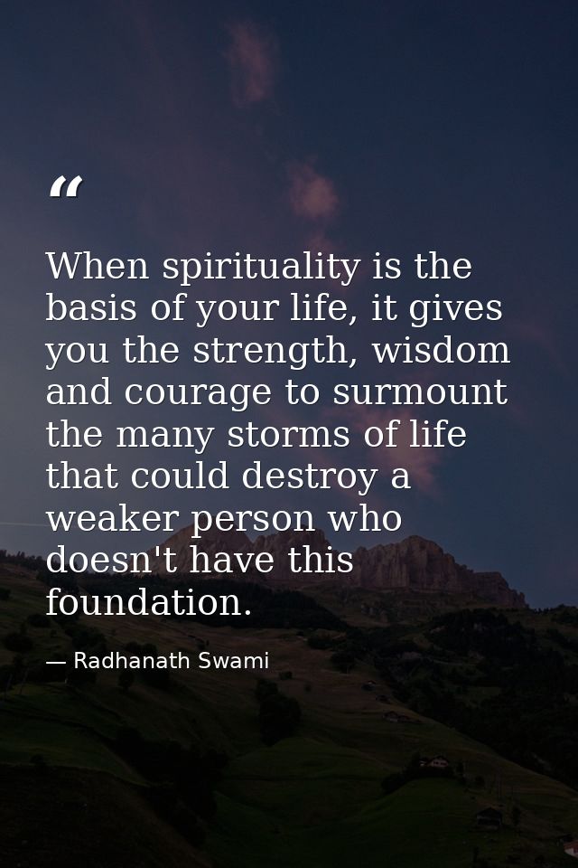 When spirituality is the basis of your life, it gives you the strength, wisdom and courage to surmount the many storms o — Radhanath Swami