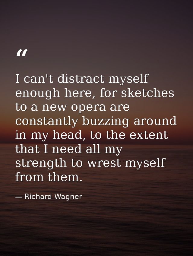 I can't distract myself enough here, for sketches to a new opera are constantly buzzing around in my head, to the extent — Richard Wagner