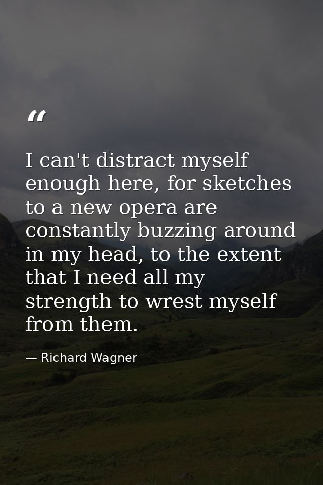I can't distract myself enough here, for sketches to a new opera are constantly buzzing around in my head, to the extent — Richard Wagner