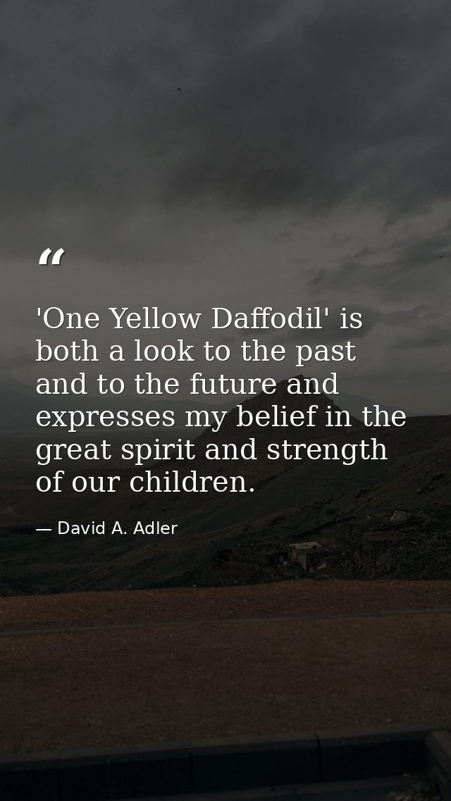 'One Yellow Daffodil' is both a look to the past and to the future and expresses my belief in the great spirit and stren — David A. Adler