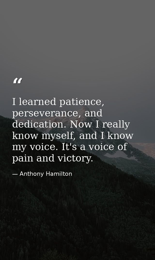 I learned patience, perseverance, and dedication. Now I really know myself, and I know my voice. It's a voice of pain an — Anthony Hamilton