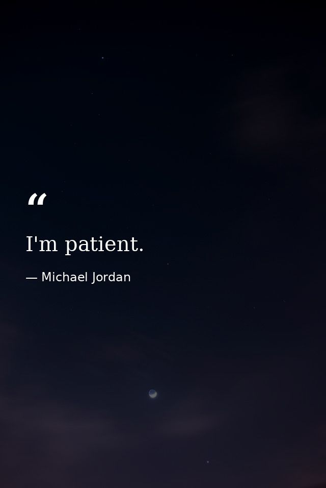 I'm patient. — Michael Jordan