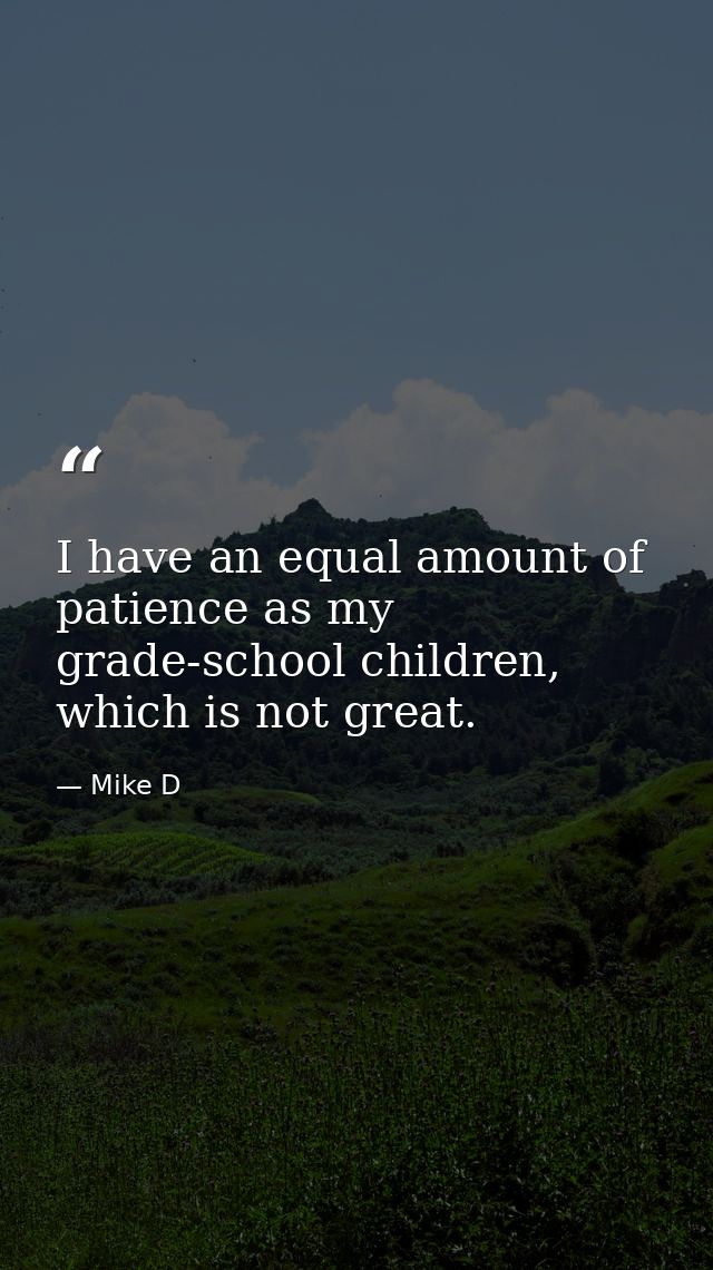 I have an equal amount of patience as my grade-school children, which is not great. — Mike D