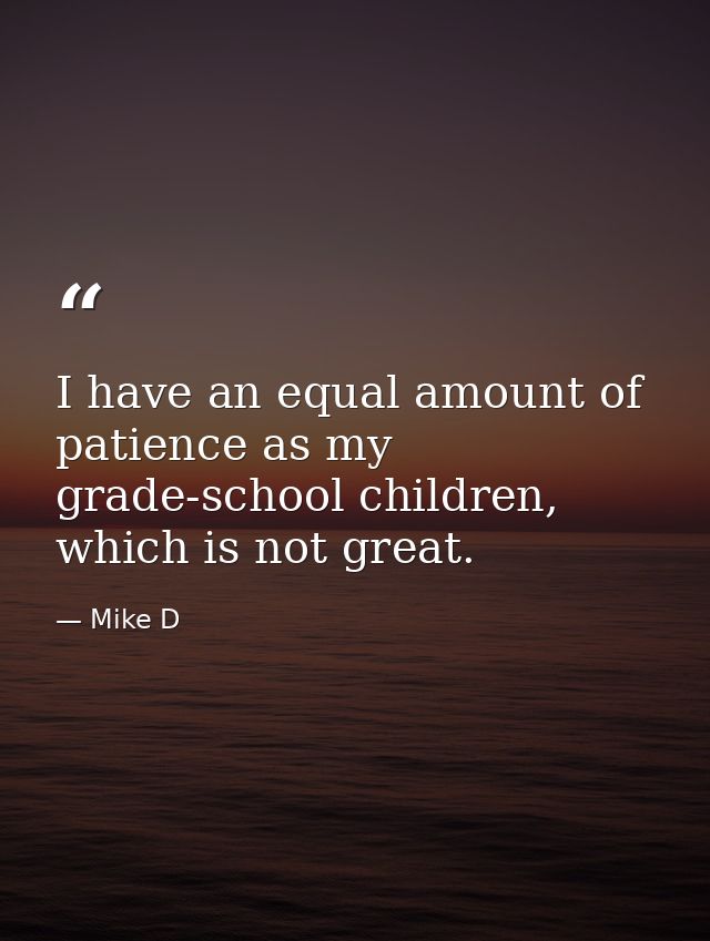 I have an equal amount of patience as my grade-school children, which is not great. — Mike D