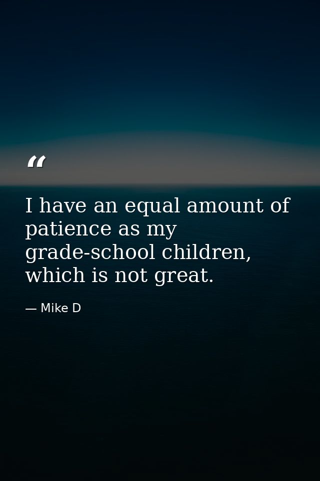 I have an equal amount of patience as my grade-school children, which is not great. — Mike D