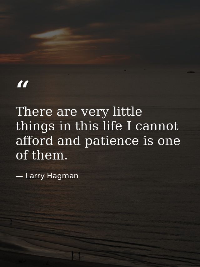 There are very little things in this life I cannot afford and patience is one of them. — Larry Hagman