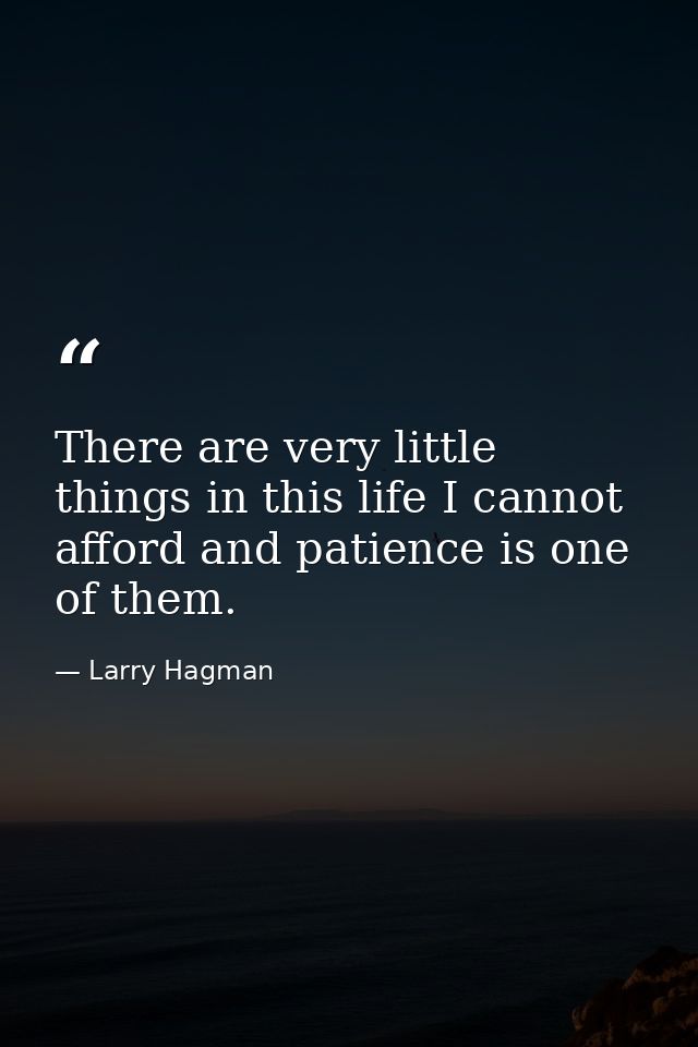 There are very little things in this life I cannot afford and patience is one of them. — Larry Hagman