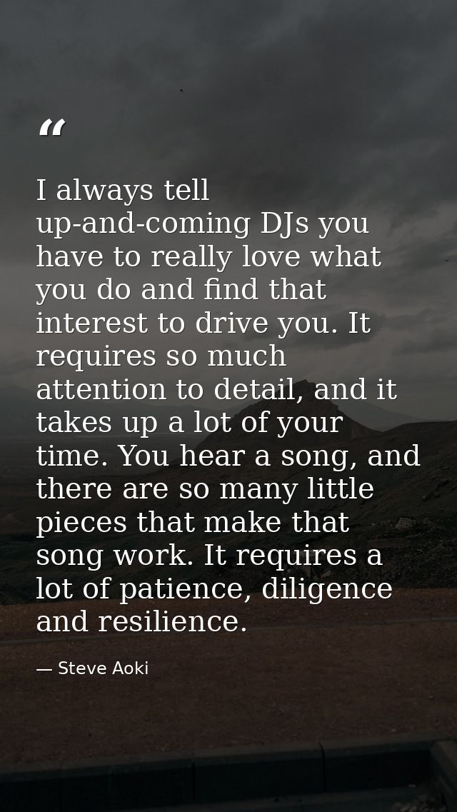 I always tell up-and-coming DJs you have to really love what you do and find that interest to drive you. It requires so  — Steve Aoki