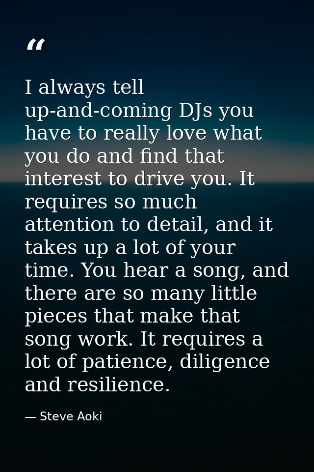 I always tell up-and-coming DJs you have to really love what you do and find that interest to drive you. It requires so  — Steve Aoki