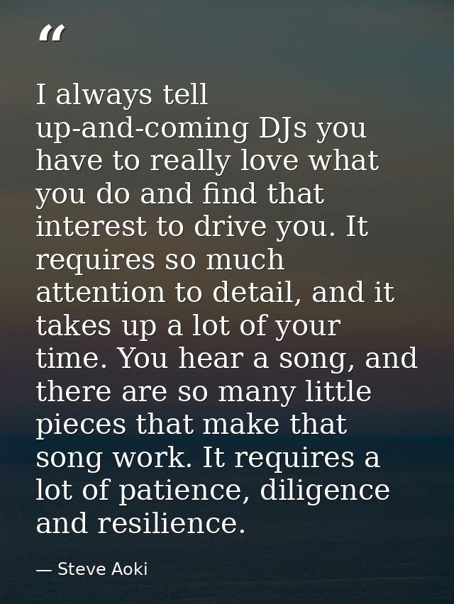 I always tell up-and-coming DJs you have to really love what you do and find that interest to drive you. It requires so  — Steve Aoki