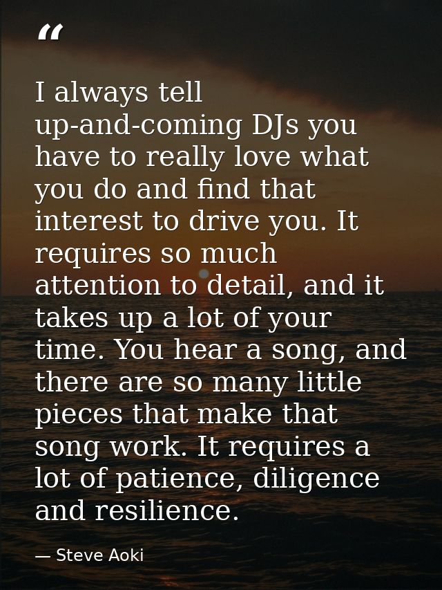 I always tell up-and-coming DJs you have to really love what you do and find that interest to drive you. It requires so  — Steve Aoki