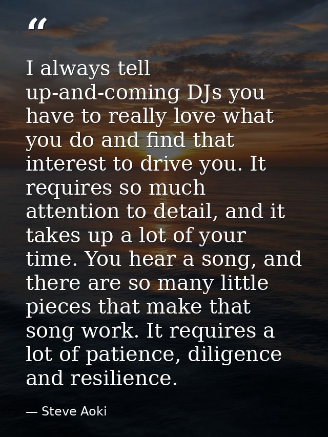 I always tell up-and-coming DJs you have to really love what you do and find that interest to drive you. It requires so  — Steve Aoki