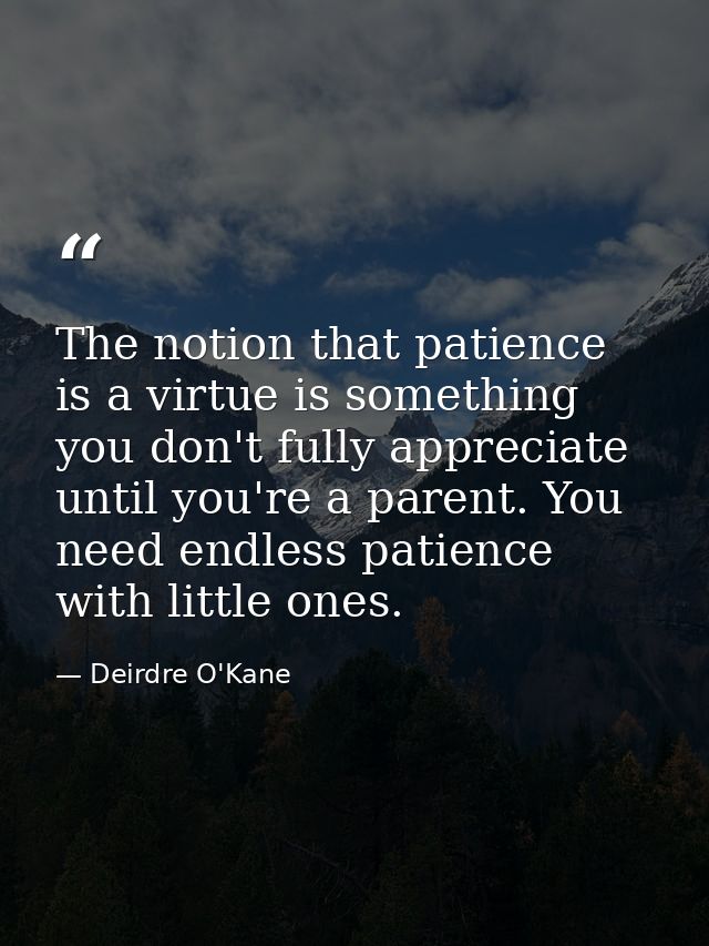 The notion that patience is a virtue is something you don't fully appreciate until you're a parent. You need endless pat — Deirdre O'Kane