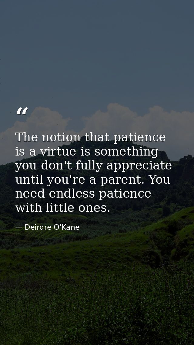 The notion that patience is a virtue is something you don't fully appreciate until you're a parent. You need endless pat — Deirdre O'Kane