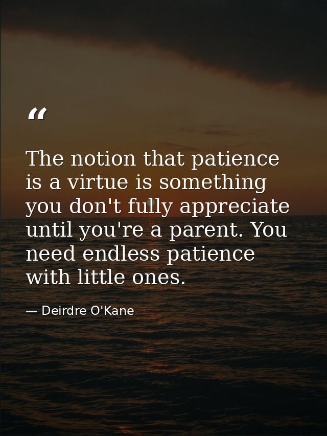 The notion that patience is a virtue is something you don't fully appreciate until you're a parent. You need endless pat — Deirdre O'Kane