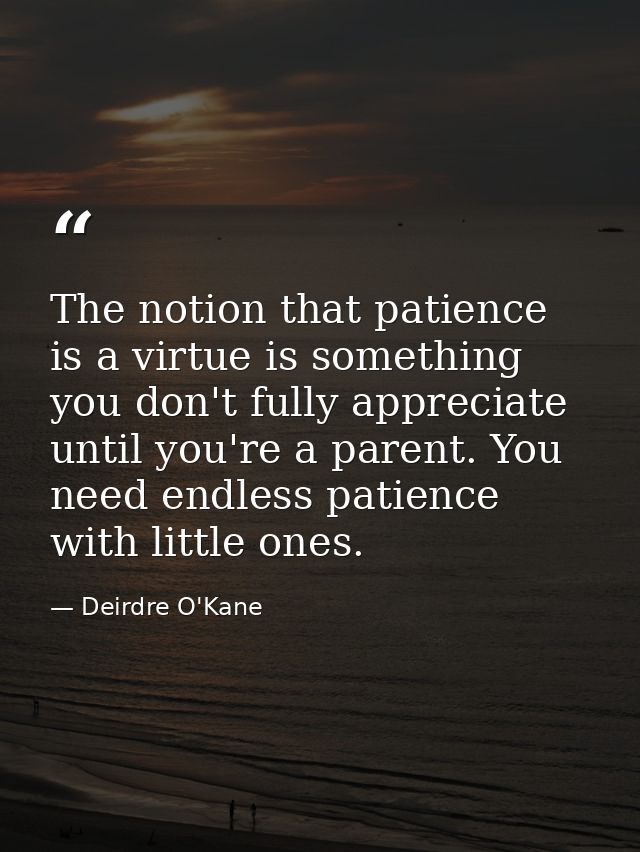 The notion that patience is a virtue is something you don't fully appreciate until you're a parent. You need endless pat — Deirdre O'Kane