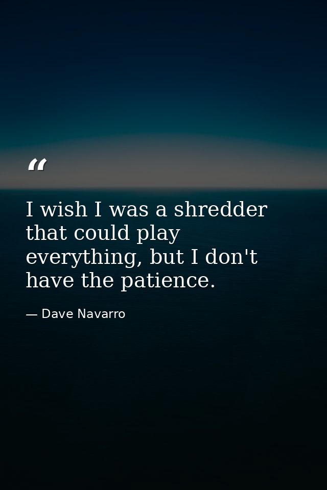 I wish I was a shredder that could play everything, but I don't have the patience. — Dave Navarro
