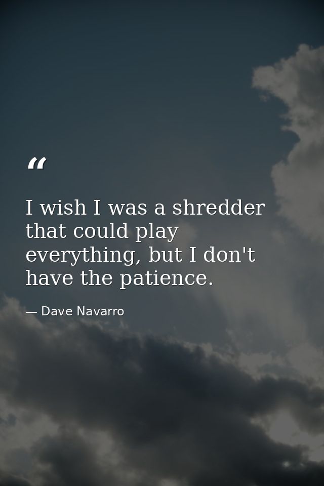 I wish I was a shredder that could play everything, but I don't have the patience. — Dave Navarro